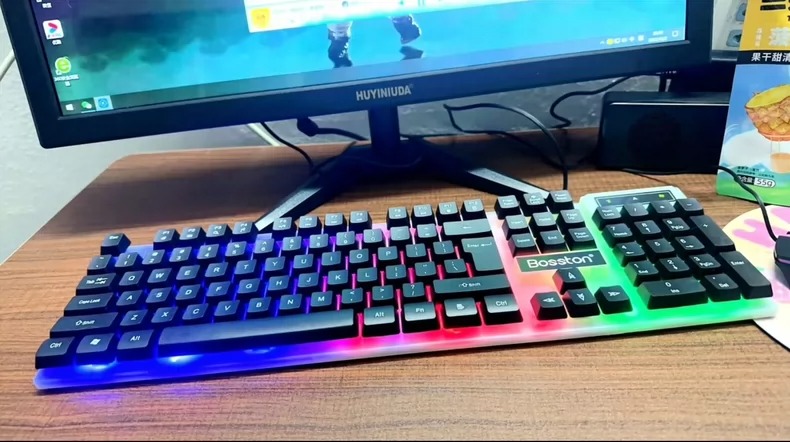 清仓低价#全新牧马人机械手感游戏键盘静音台式电脑通用笔记本有线电竞键盘处理 牧马人炫光机械手感有线键盘电竞发光游戏办公台式笔记本USB通用  数码产品库存，